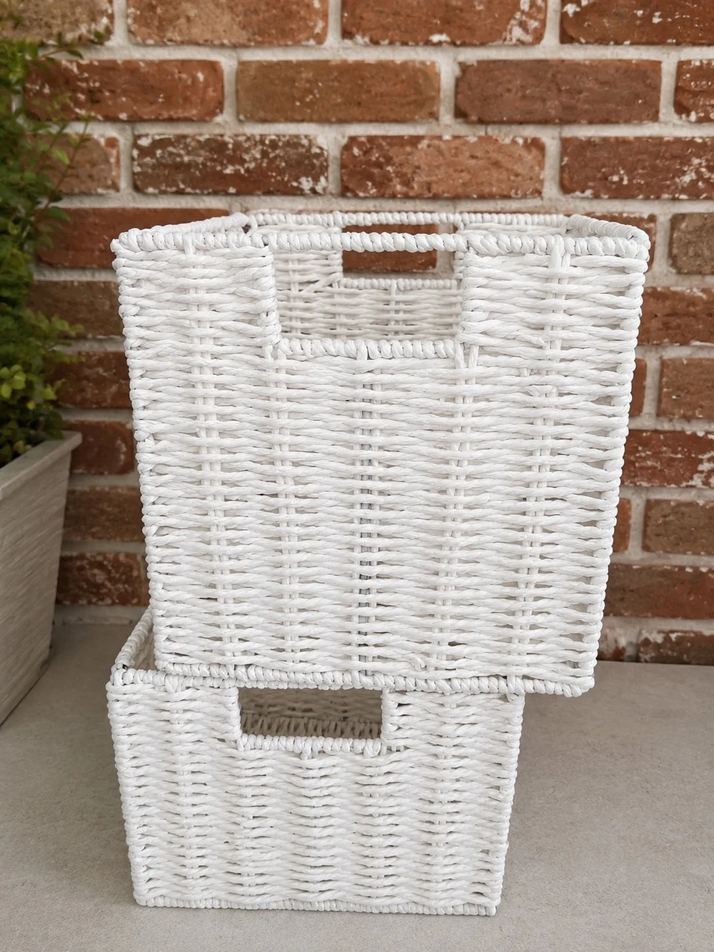 NEW Set of 6 White Wicker Storage Baskets